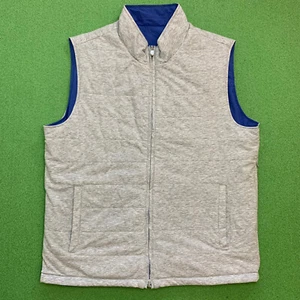 Peter Millar Crown Reversible Soft Golf Vest 2-Way Full Zip Gray Blue Size Large - Picture 1 of 8