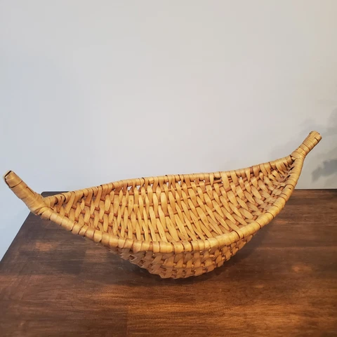 VTG Hand Woven Winker Canoe Boat Shaped Basket Shikara Bowl Cover