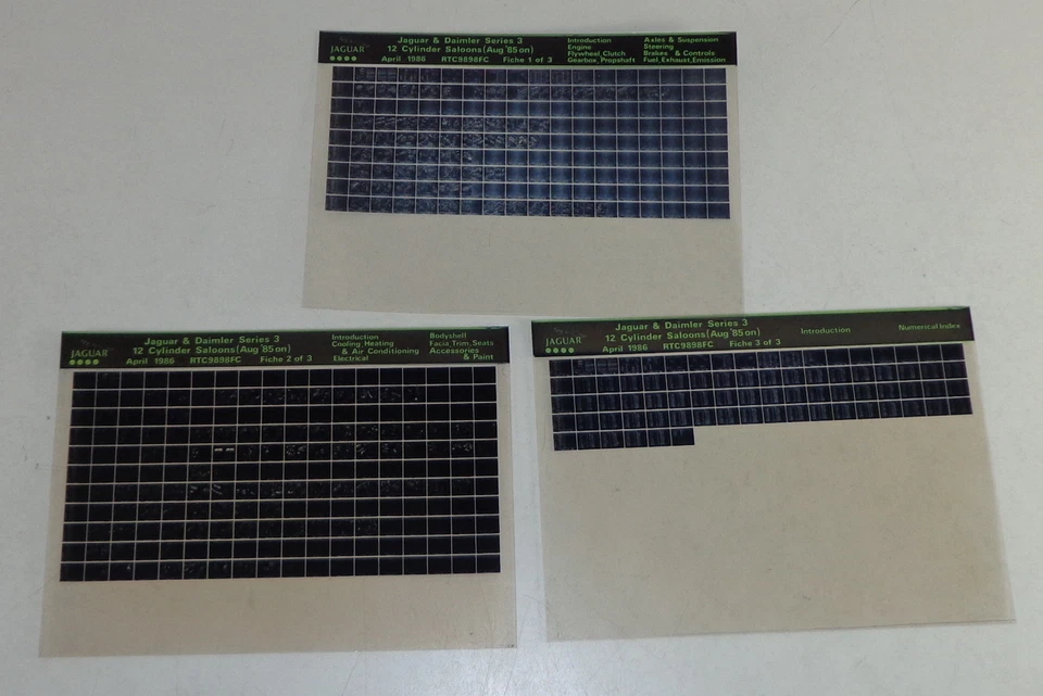 Microfiche Catalogo Ricambi Jaguar & Daimler Serie 3, 12 Cilindro Saloons Del - Immagine 1 di 1