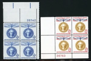 Francobolli Stati Uniti, Scott # 1159-1160 come nuovi NH blocchi targa - Foto 1 di 1