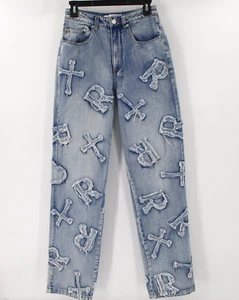 Racer worldwide jeans Women's 26 L32.5 Washed Ice Patch denim cotton streetwear - Picture 1 of 14