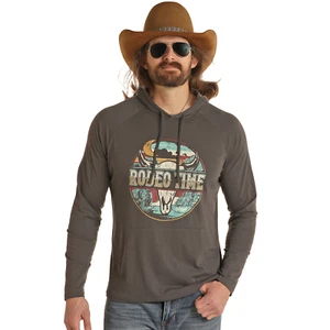 Rock & Roll® Men's Rodeo Time Graphic Charcoal Hoodie RRMT94R068-02 - Picture 1 of 1