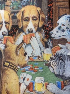 Vintage Mens Ralph Marlin Fashion Neck Tie Dogs Playing Poker Vintage 1994 - Picture 1 of 5