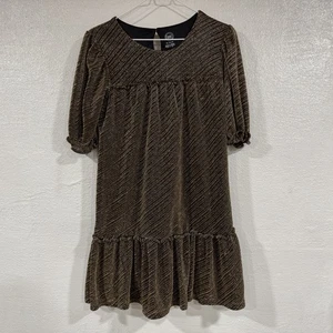 Wonder Nation Dress Girls XL 14-16 Metallic Glitter Ruffle Party Puff Sleeve - Picture 1 of 10