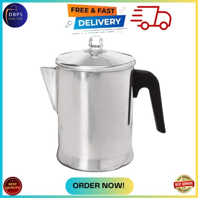 重型炉灶顶部渗透器咖啡壶机铝钢9杯 — 第 1/4 张图片