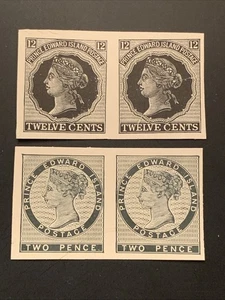 🏴‍☠️ 2 Pairs 1893 PEI Stamp Reprints by J.A. Tilleard – Rare Collectible - Picture 1 of 2