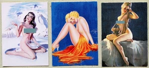 Vintage Pinup Collector 3 Card Set Devorss, Wicks, Elvgren 1930s–60s Art (B - Picture 1 of 8