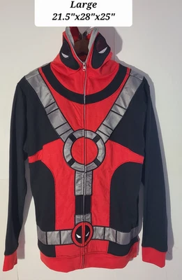 Marvel Deadpool Red/Black Full ZIp Hood Jacket/Cosplay Size Large - Image 1 of 4