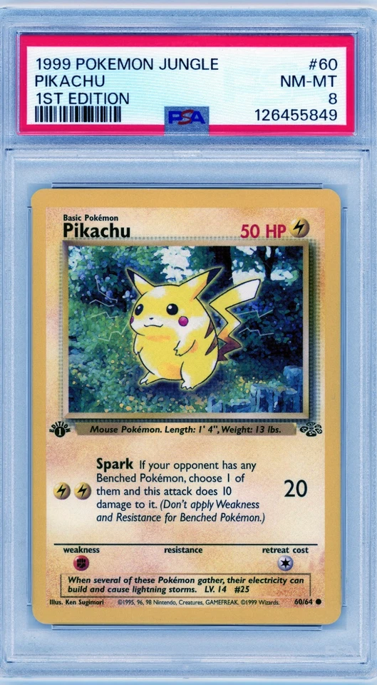 1999 POKEMON PIKACHU 1ST EDITION PSA 8 non-holo  JUNGLE #60/64 - Image 1 of 1