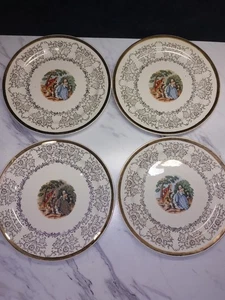 22k Gold WS George Lido Dorlexa George Martha Washington Set of 4 Plates Taylor - Picture 1 of 7
