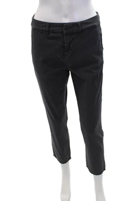 Calça de sarja Nili Lotan feminina com zíper cintura alta perna reta cinza tamanho 0 - Imagem 1 de 4