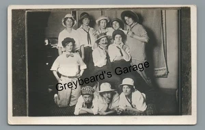 RPPC Actors Girls Crossdressing Gay Interest Vintage Real Photo Postcard - Picture 1 of 2