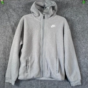 Nike Teddy Fleece Hoodie Jacket Kids XL Full Zip Cozy Youth Athleisure Grey - Picture 1 of 12
