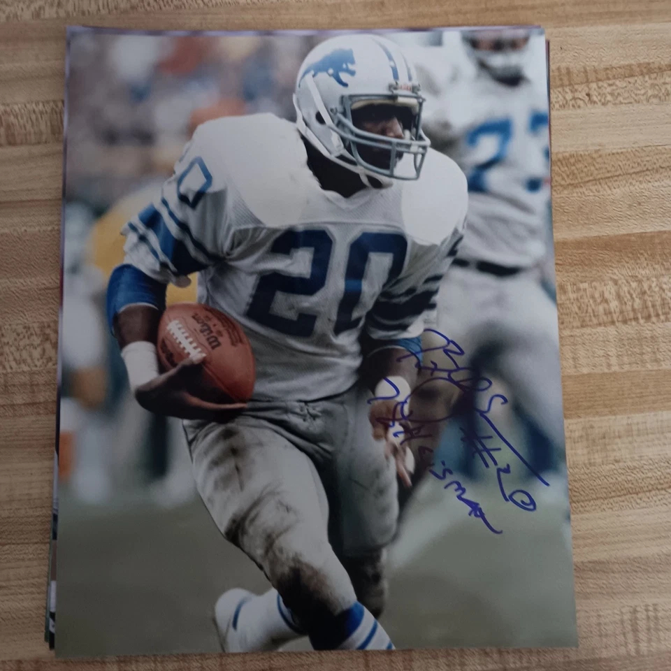 Billy Sims Firmado Leones 8 x 10 1978 Heisman Trofeo Ganador de Oklahoma Foto 1 de 1