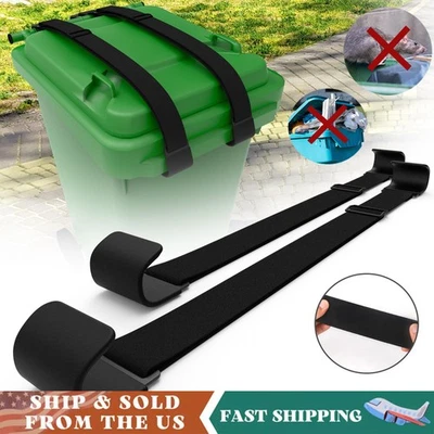 2x Cerraduras de Bote de Basura Banda Ajustable Correa de Cubo de Basura Metal Doble Gancho Tapa Segura Foto 1 de 4