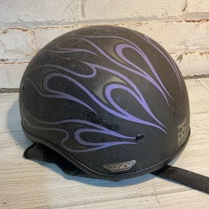 FLY RACING .357 FLAME MOTORCYCLE HALF HELMET GLOSS PURPLE Youth SM 55-56cm - Picture 1 of 6
