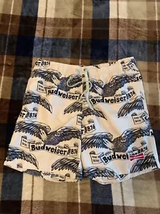 Budweiser Mens Swim Trunks by Pac Sun Sz Small Drawstring Elastic Waist 3 Pocket - Picture 1 of 10