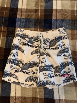 Budweiser Mens Swim Trunks by Pac Sun Sz Small Drawstring Elastic Waist 3 Pocket - Image 1 of 4