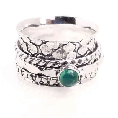 Placcato Argento Spinner Anello Handmade Gioielli Regalo Per Donna Misura Ci 9.5 - Immagine 1 di 3