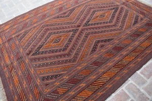 Alfombra roja hecha a mano afgana Mushvani 7x9 pies alfombra de área medallón geométrico antiguo - Imagen 1 de 11