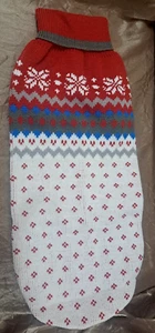 NEW LARGE SIGNATURE FASHION FAIR ISLE DOG FULL LENGTH SWEATER WITH LEG STRAPS - Picture 1 of 7