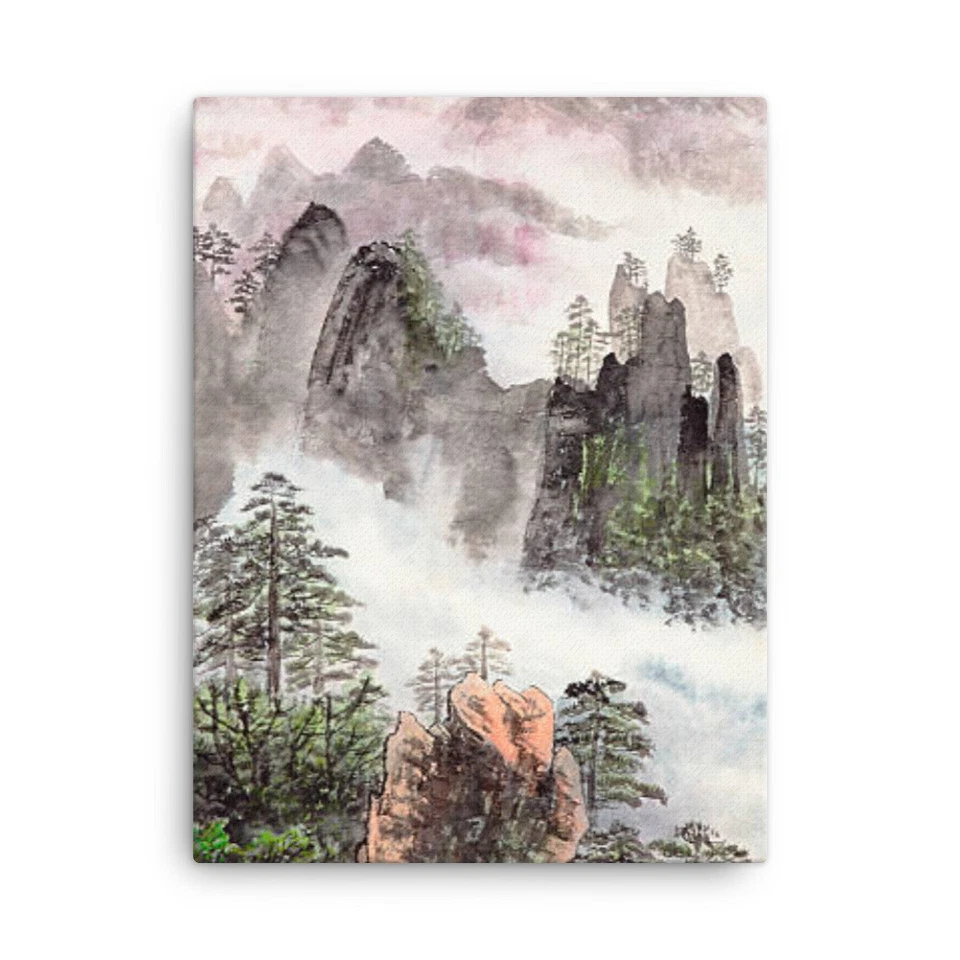 Traditional Japanese Painting Landscape Large Wall Art Framed Canvas Home Decor - Image 1 of 1