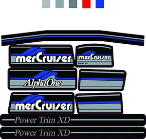MERCRUISER NEW 2021MOST COMPLETE BLUE ALPHA ONE GEN ONE W/GRAY RAMS STICKER SET - Picture 1 of 1