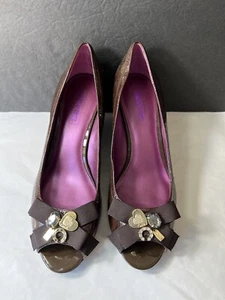 Coach Poppy Jaden Brown Patent Wedge Women’s Shoes Size 11 - Picture 1 of 10