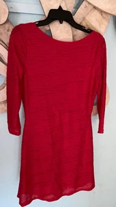 Gianni Bini NWT S $99 Red V-neck Textured Long Sleeve Dress - Picture 1 of 5