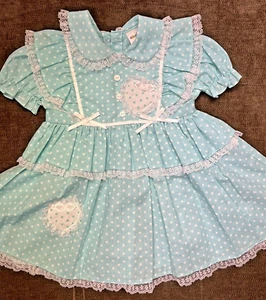 Vtg Toddler Girl Dress NOS Frilly Ruffles Lace Circle Skirt Sz 2T - Picture 1 of 5