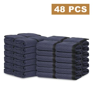 48 Pack Moving Blankets 80" x 72" Pro Economy Black Shipping Furniture Pads - Picture 1 of 17