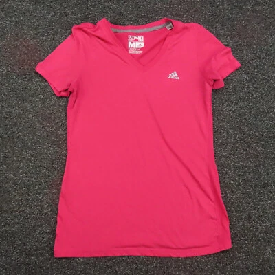 Camisa Adidas Mujer Mediana Roja Cuello en V Climalite Manga Corta Correr Damas Foto 1 de 4