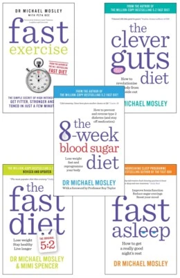 Dr Michael Mosley 5 Books Collection Set The Fast Diet, Clever Guts, Fast Aseelp