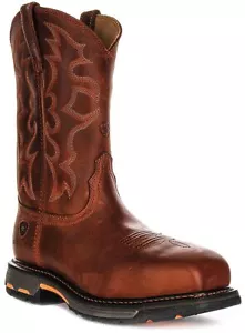 Ariat Workhog Steel Toe Wide Square Work Western Mens Boots In Brown UK 7 - 12 - Picture 1 of 6