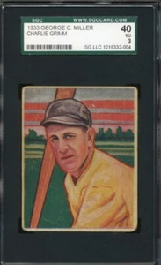 1933 George C. Miller - Charlie Grimm - SGC 30 Good - type 1 - Picture 1 of 2