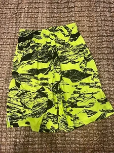 Nike Neon Yellow Dri Fit Small S Mens Shorts Athletic Basketball Bright Camo - Picture 1 of 5