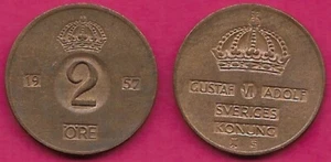 SCHWEDEN 2 ERZ 1957-TS VZ GUSTAF VI,KRONE ÜBER INSCHRIFT,WERT IM KREIS DI - Bild 1 von 1