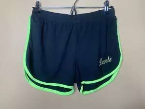 Women Size Large Shorts Hot Pants Mid-Rise Black Green Stretch Elastic Waist - Picture 1 of 10