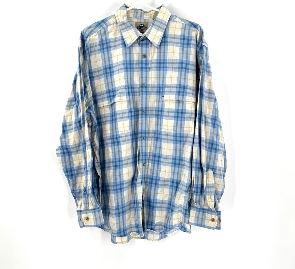 Camisa Shaver Lake Para Hombre Abotonada Informal Manga Larga Talla XL Azul A Cuadros Preppy Foto 1 de 4