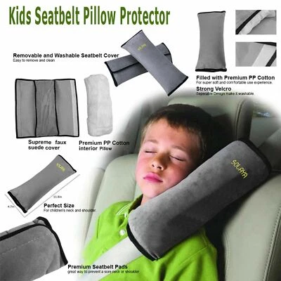 Seat Belt Cover Travel Pillow For Kids, Soft Micro-Suede Fiber, Machine Washable - Image 1 of 4