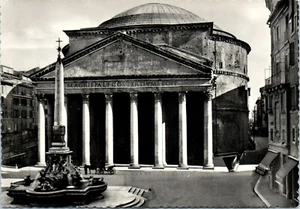 Foto reale Il Pantheon, cavallo e carrozza, Roma, Italia cartolina RPPC - Foto 1 di 2