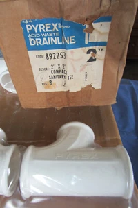 Corning Pyrex 2" x 2"  Compact Sanitary Tee Acid Waste Drainline Pipe Fitting - Picture 1 of 5