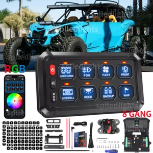 RGB 8 Gang Switch Panel Bluetooth Control APP Fit Can-am Maverick X3 DS RS MAX - Foto 1 di 10