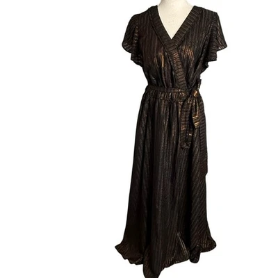 Modcloth Your Time To Shine Bronze Metallic Maxi Dress XL Flutter Sleeve - Image 1 of 4