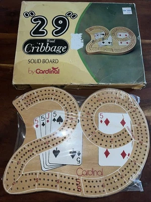 NOS Cardinal 3-Track 29 Cribbage Board Game w/ Plastic Pegs 2/3 Player Vintage - Image 1 of 4