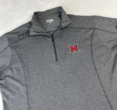 Miami Of Ohio Redhawks 1/4 Zip Mens M Gray Ping Long Sleeve Sensor Cool - Image 1 of 4