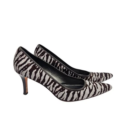 Tacones de aguja de pelo de becerro con estampado de cebra Ann Taylor para mujer talla 8M Foto 1 de 4