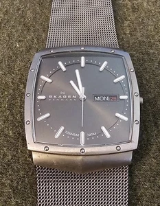 Skagen Men's Ultra Thin Day/Date Titanium W/ Stainless Band 396LTTM - Picture 1 of 6