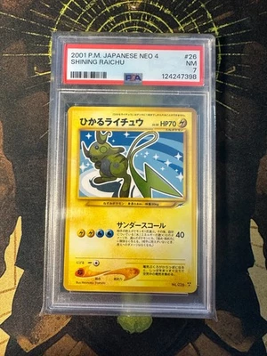 Pokemon Japanese Shining Raichu 026 Neo 4 Holo Vintage PSA 7 - Image 1 of 2