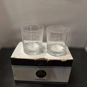 2 Whiskey Tumblers Etched Kansas City Streets Green Line Goods - Picture 1 of 9